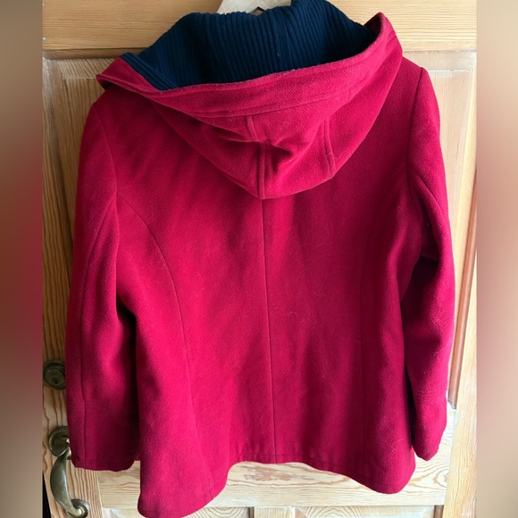 Red Hooded Wool Coat by Fleet Street- Size Large - Picture 7 of 11